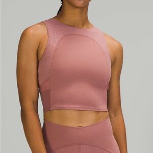 Lululemon Nulu and Mesh Yoga Tank Top in Jewel Emboss Spiced Chai